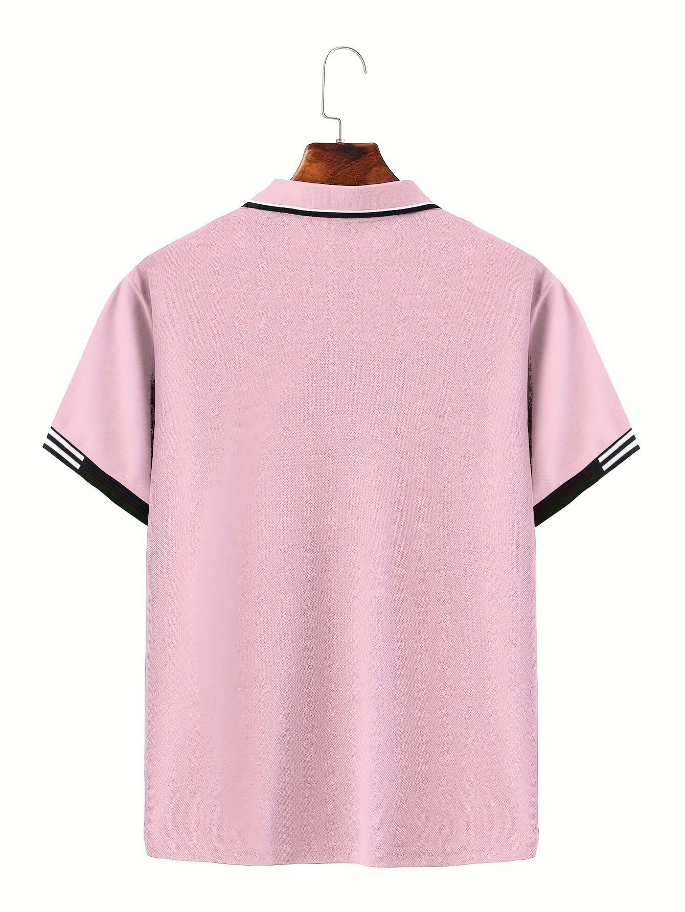 Men's Striped Polo Shirt Breathable Casual Short Sleeve Polyester