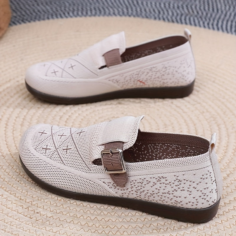 Women's Slip-On Flats Breathable Fabric Comfortable Walking Shoes