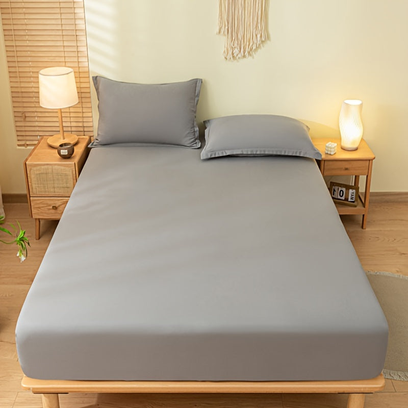 Set of 3 Breathable Cotton Bedding Set with Fitted Sheet and Pillowcases in Blue and Pink