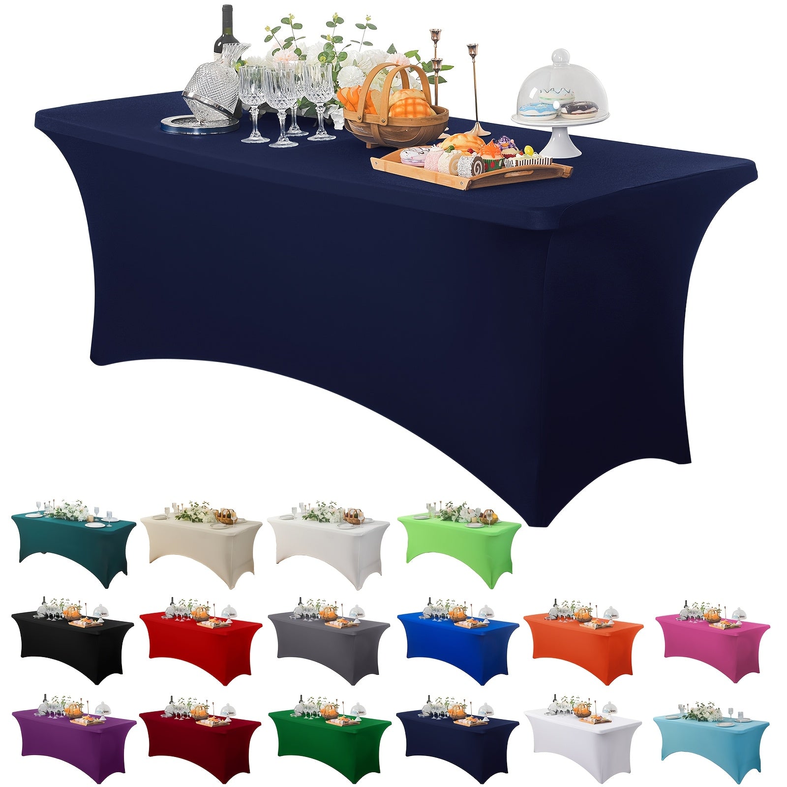 Stretch Spandex Tablecloth for Weddings Parties and Events Durable Polyester Blend Mixed Color