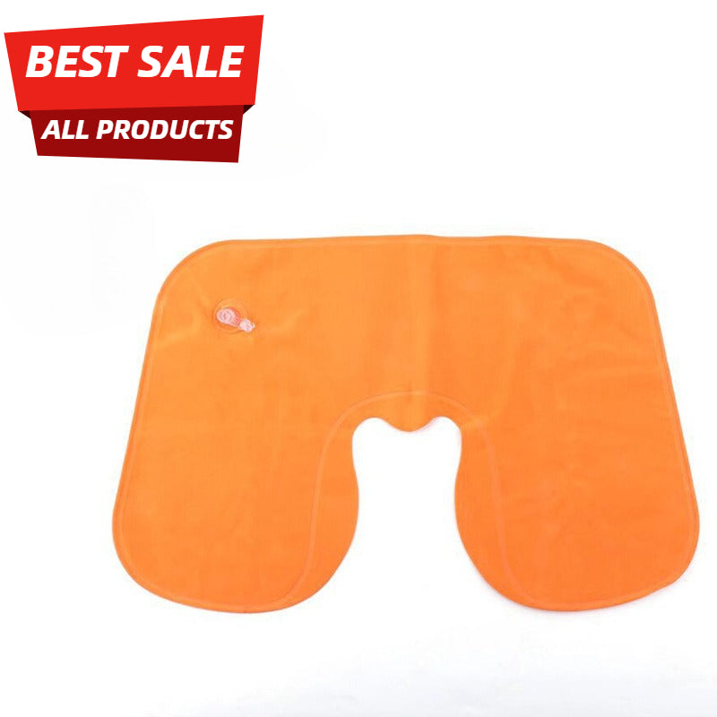 Inflatable Travel Neck Pillow U-Shaped Plush Washable Cover for Car Sleep