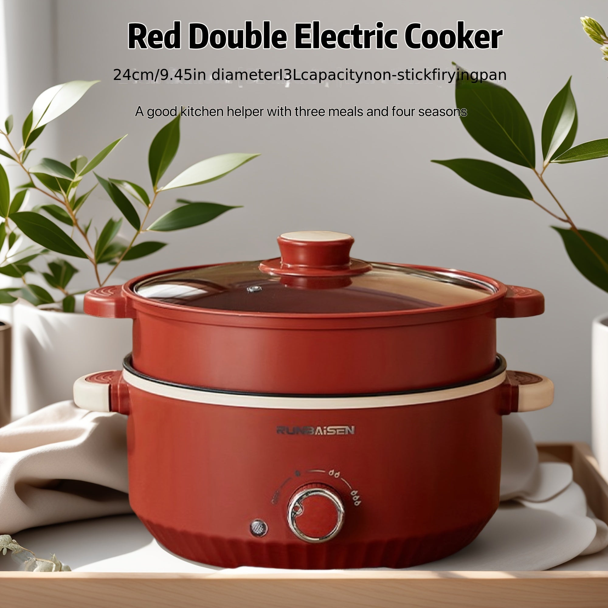 23.88cm Electric Cooking Pot with Non-Stick Design Quick Heating Multi-Functional