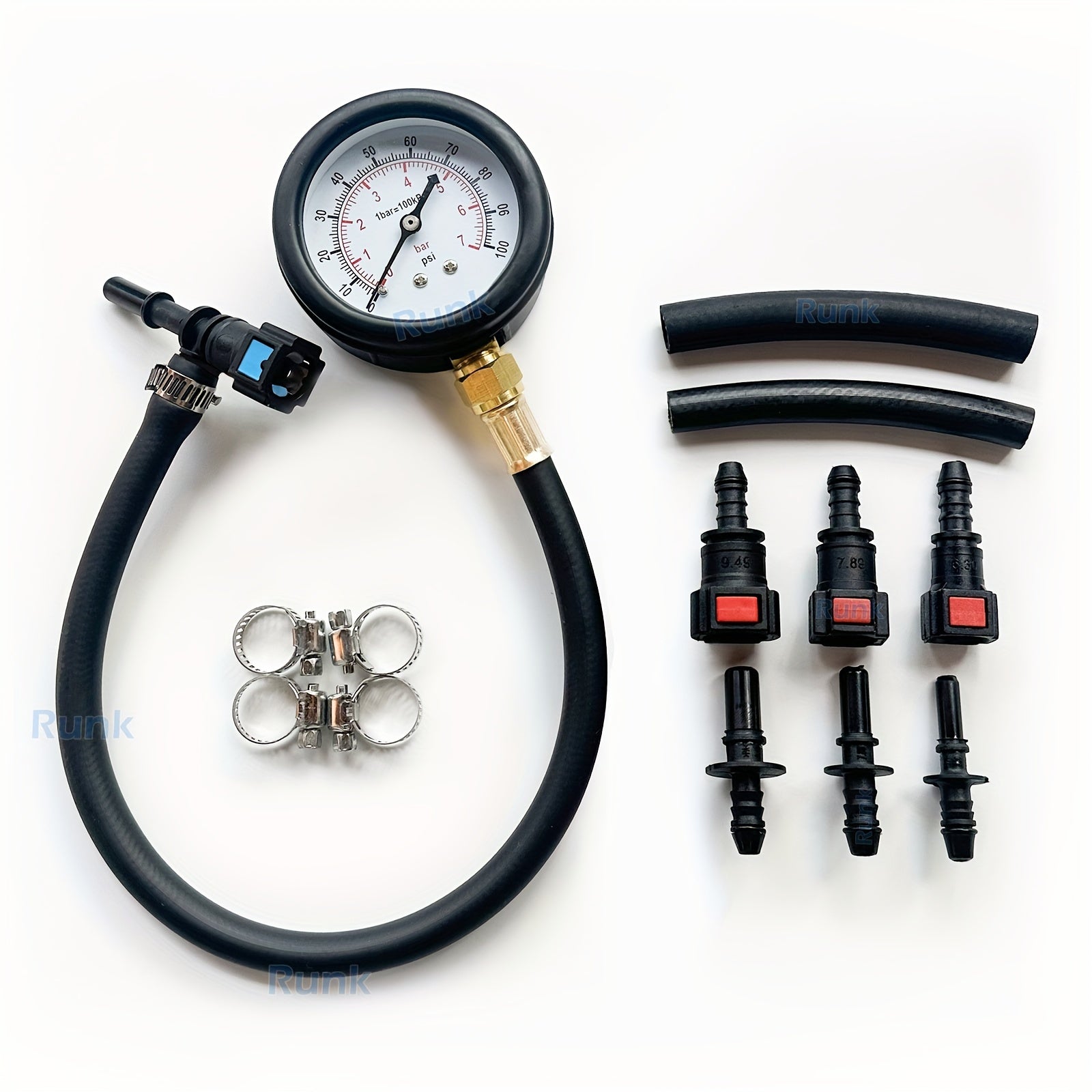 Fuel Pressure Test Kit with 0-100 PSI Gauge for Vehicles Motorcycles Trucks