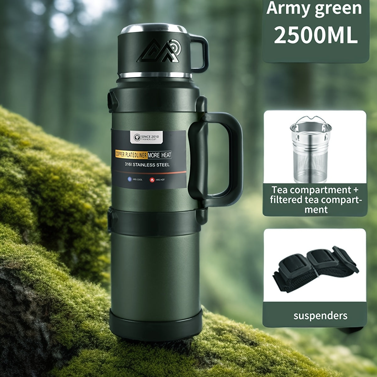 Large Capacity Insulated Stainless Steel Kettle Cooler Coffee Pot for Camping and Travel