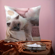 Lazy Cat Pillow Cover Double-Sided Printing 45cm Polyester French Style Zippered Washable