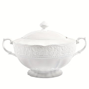 White Ceramic Soup Tureen with Lid and Handle for Home and Restaurant Use