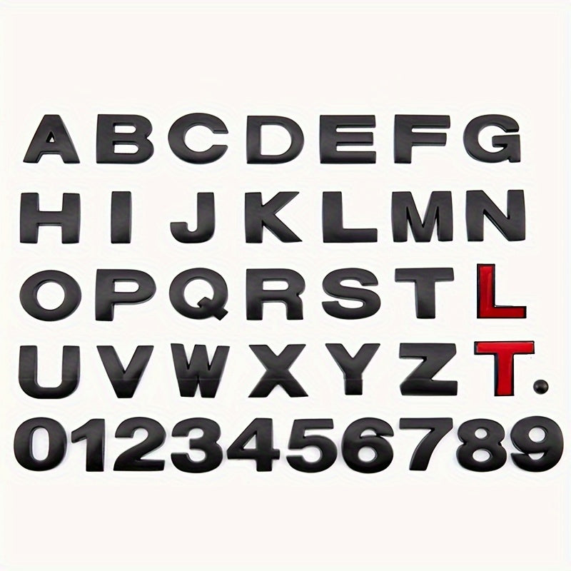 Metal Letter Stickers Zinc Alloy Car Decals Black Number Name Stickers