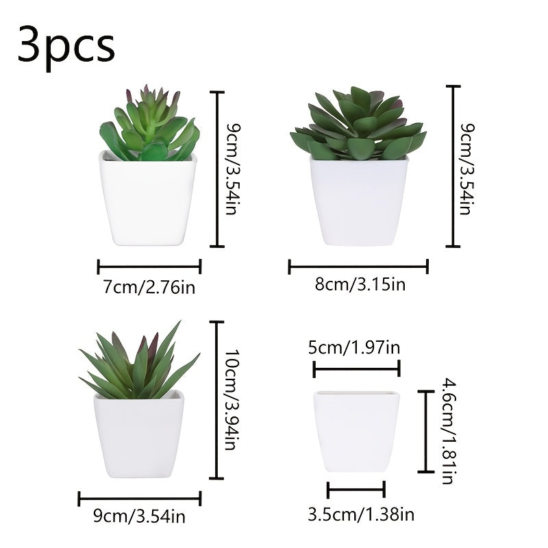 Sun'iy yashil o'simliklar, sukkulentlar, bonsai, uy bezak uchun, 3 ta to'plam