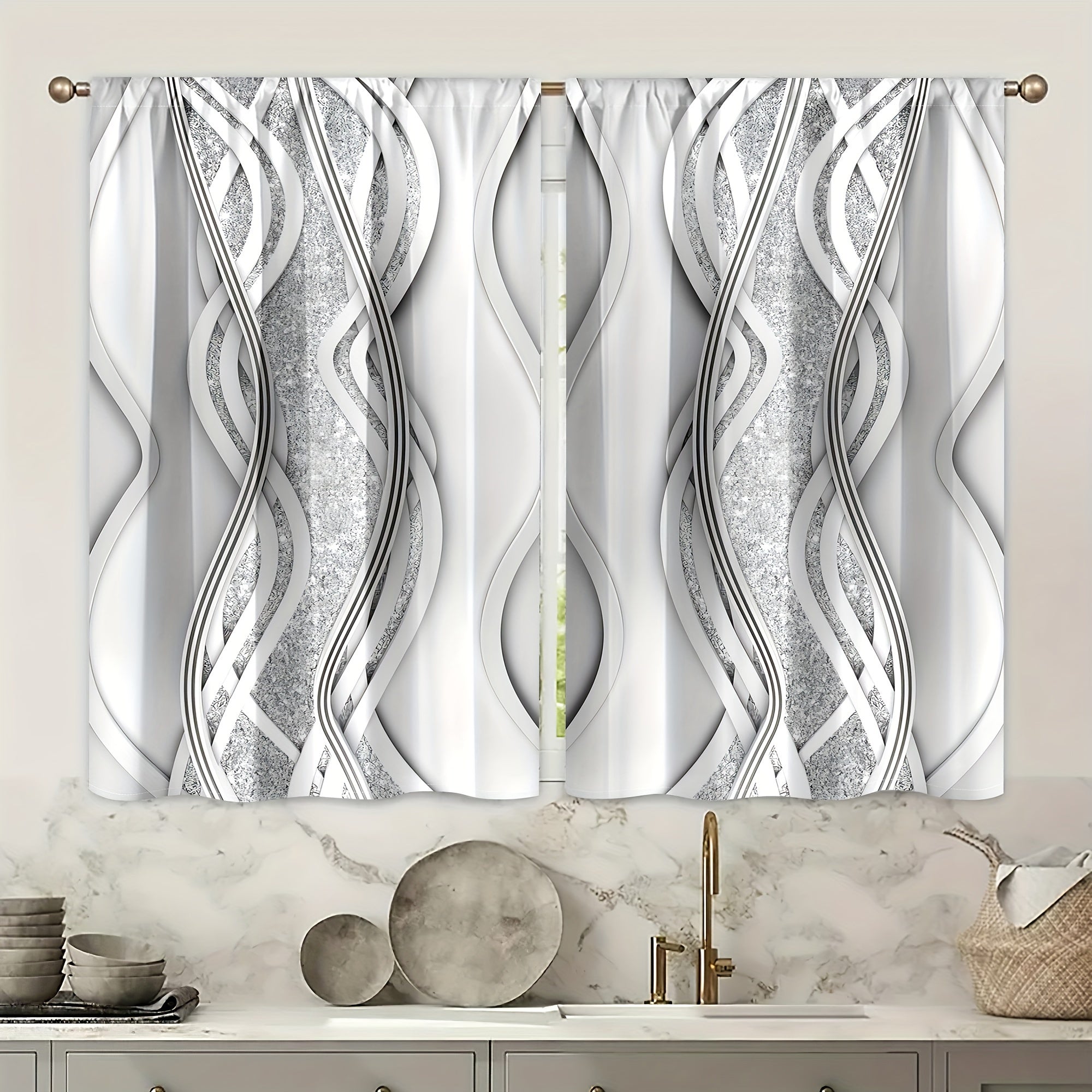 Two Rod Pocket Curtains for Bedroom and Living Room, Decorative Window Drapes