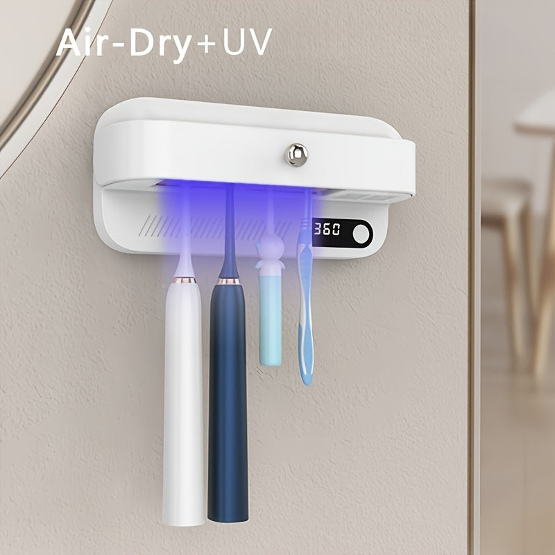 Wall-Mounted UV Toothbrush and Razor Dryer Holder with Fan Drying and USB Charging