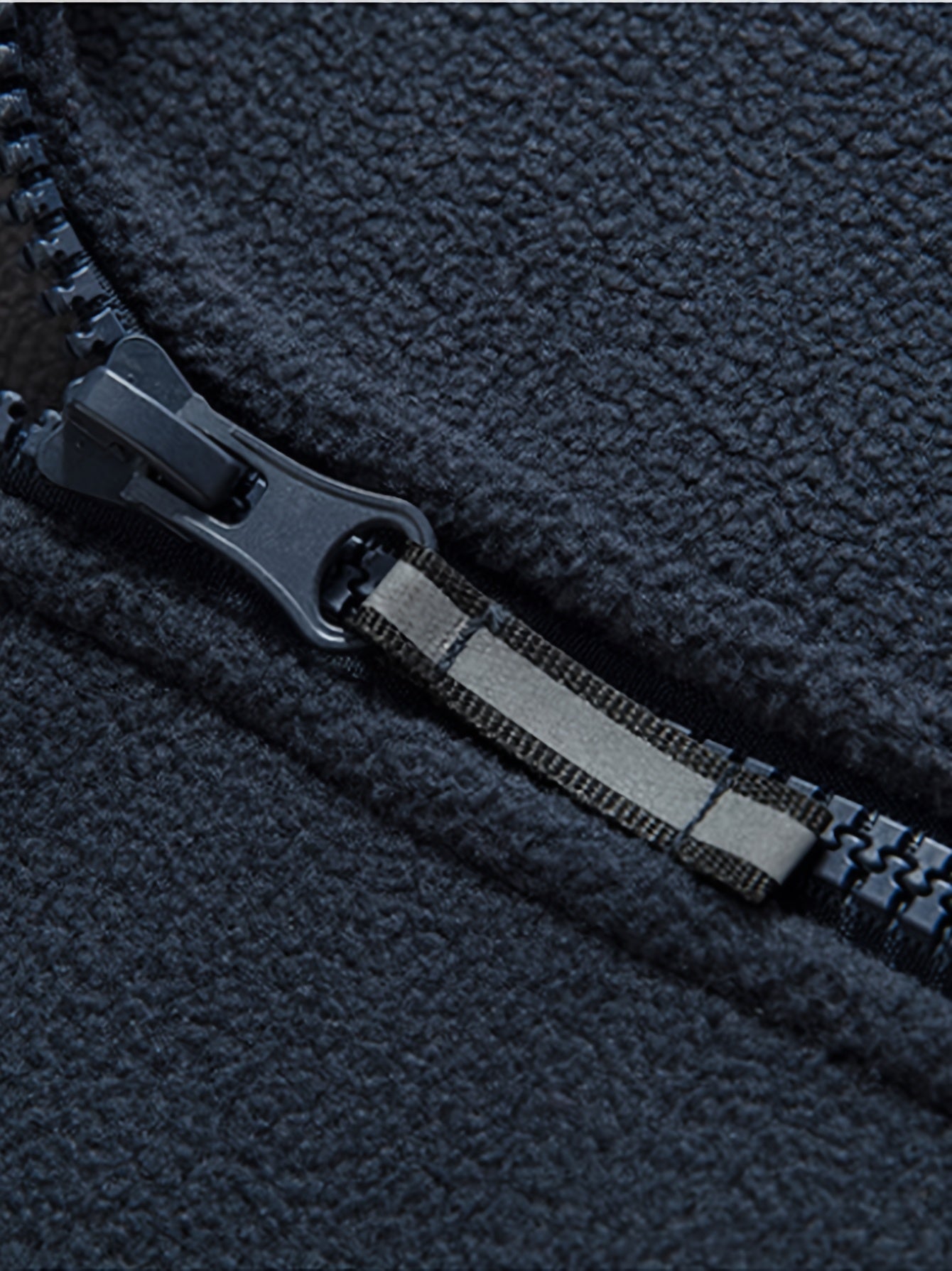 Men's Fleece-Lined Jacket with Embroidered Detailing in Black and Gray Winter Casual Zipper Stand Collar Side Pockets