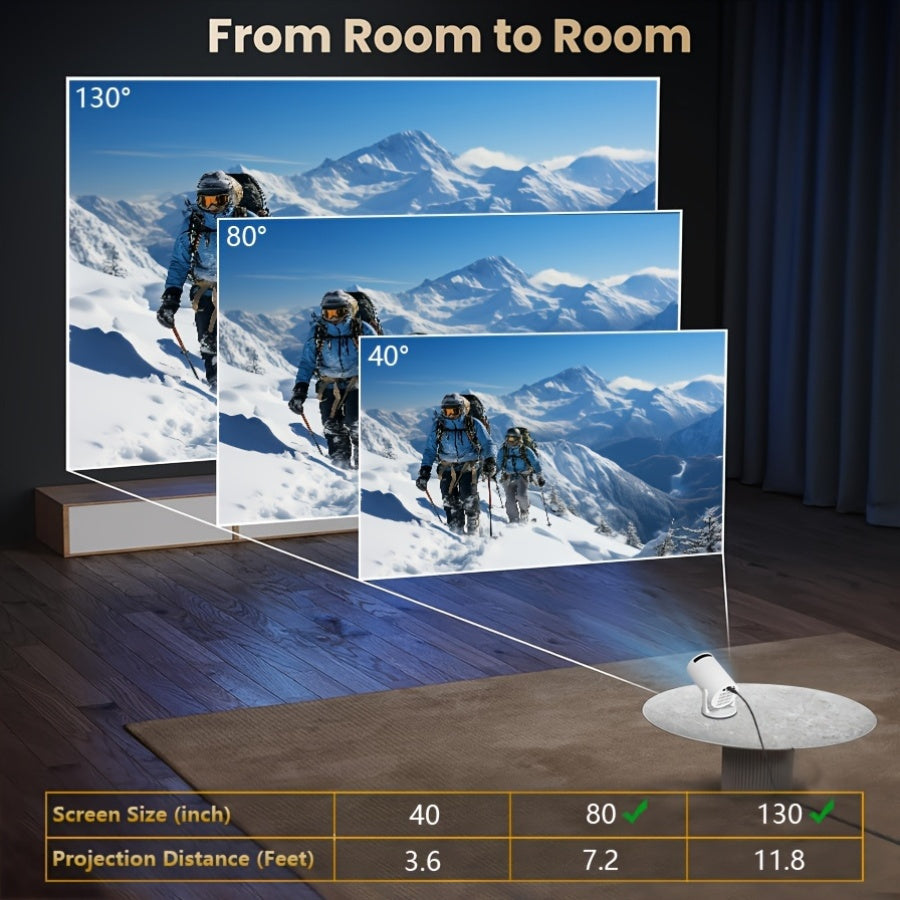 Proyector de video LED de alta brillo con rotación de 180° para hogar y oficina