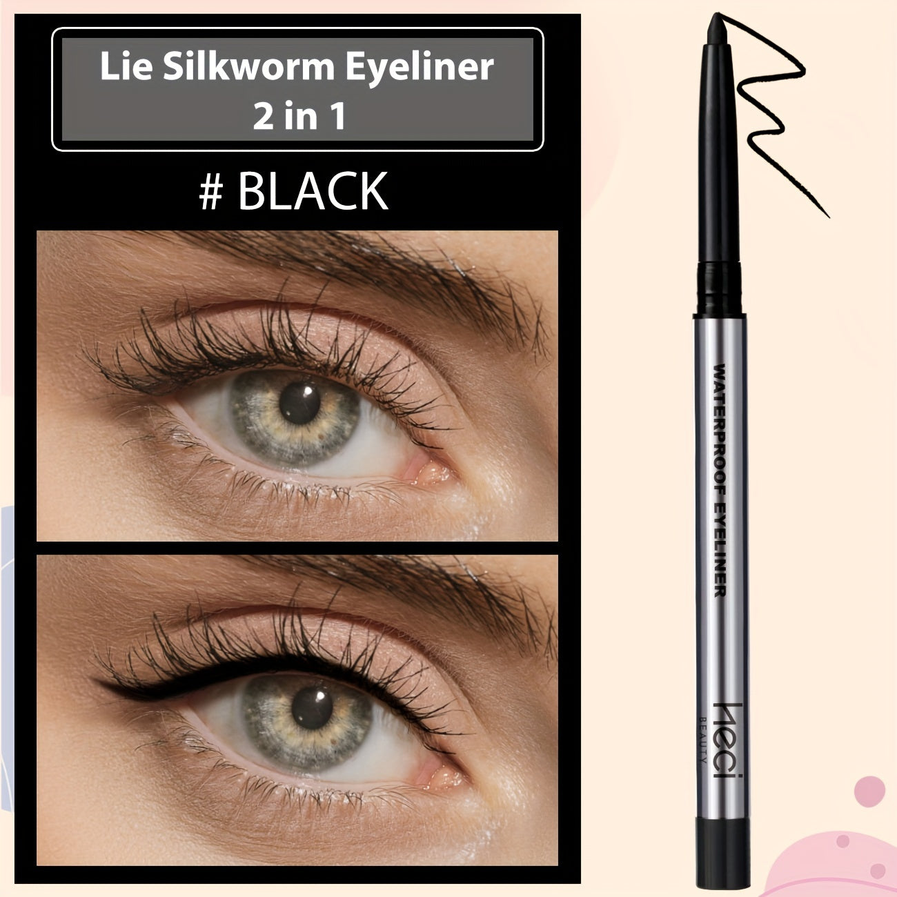 Bolígrafo de gel delineador de ojos impermeable para mujer, para piel sensible, a prueba de manchas, de secado rápido