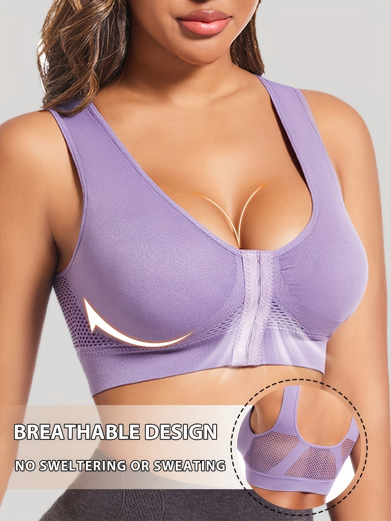 Women’s Plus Size Sports Bra V-Neck Sleeveless Breathable Mesh Support