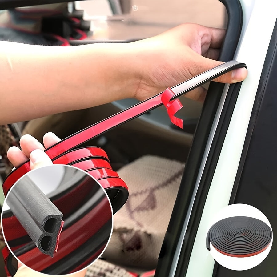 Rubber Car Soundproof Strip 5m Black Red Noise Reduction Interior Trim