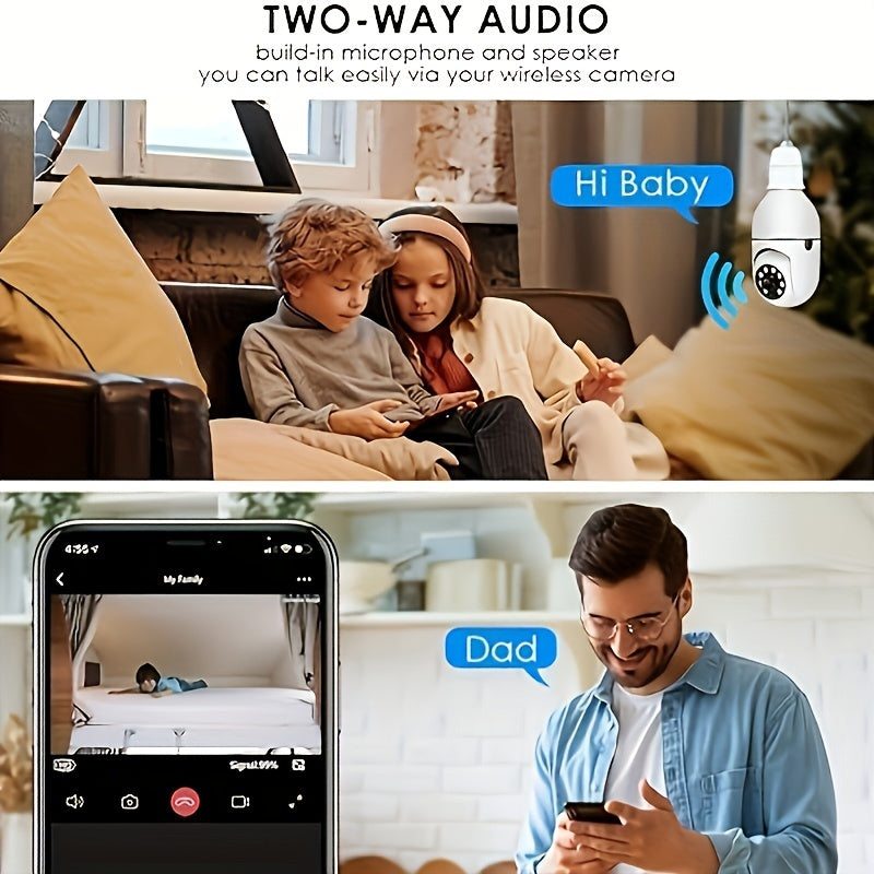 355° Indoor Outdoor Security Camera with Two-Way Audio Night Vision Motion Detection Wi-Fi