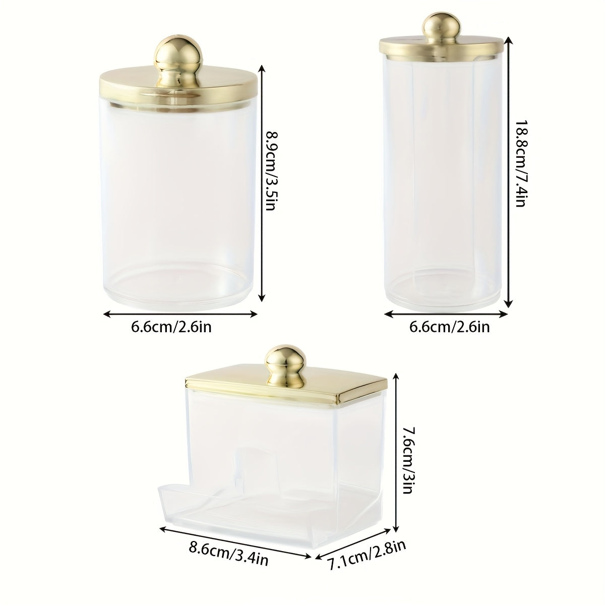 Bamboo Lid Cotton Pad Holder Bathroom Storage Organizer Plastic Golden