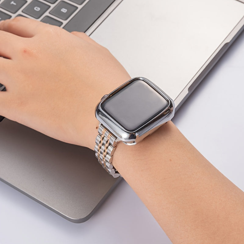 Women's Gold-Plated Stainless Steel Apple Watch Strap Compatible with 38mm to 49mm Series