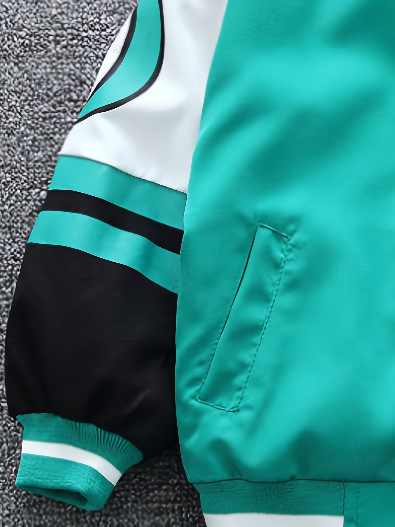 Yigitlar uchun yozuvli, rang-barang blokli kurtka, zip bilan, uzun qoʻllar, bahor va kuz uchun