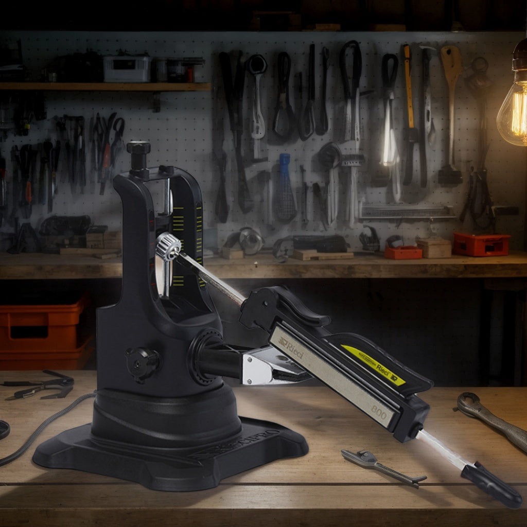 Knife Sharpener System with Fixed Angle and Diamond Whetstone for Chef's Knives