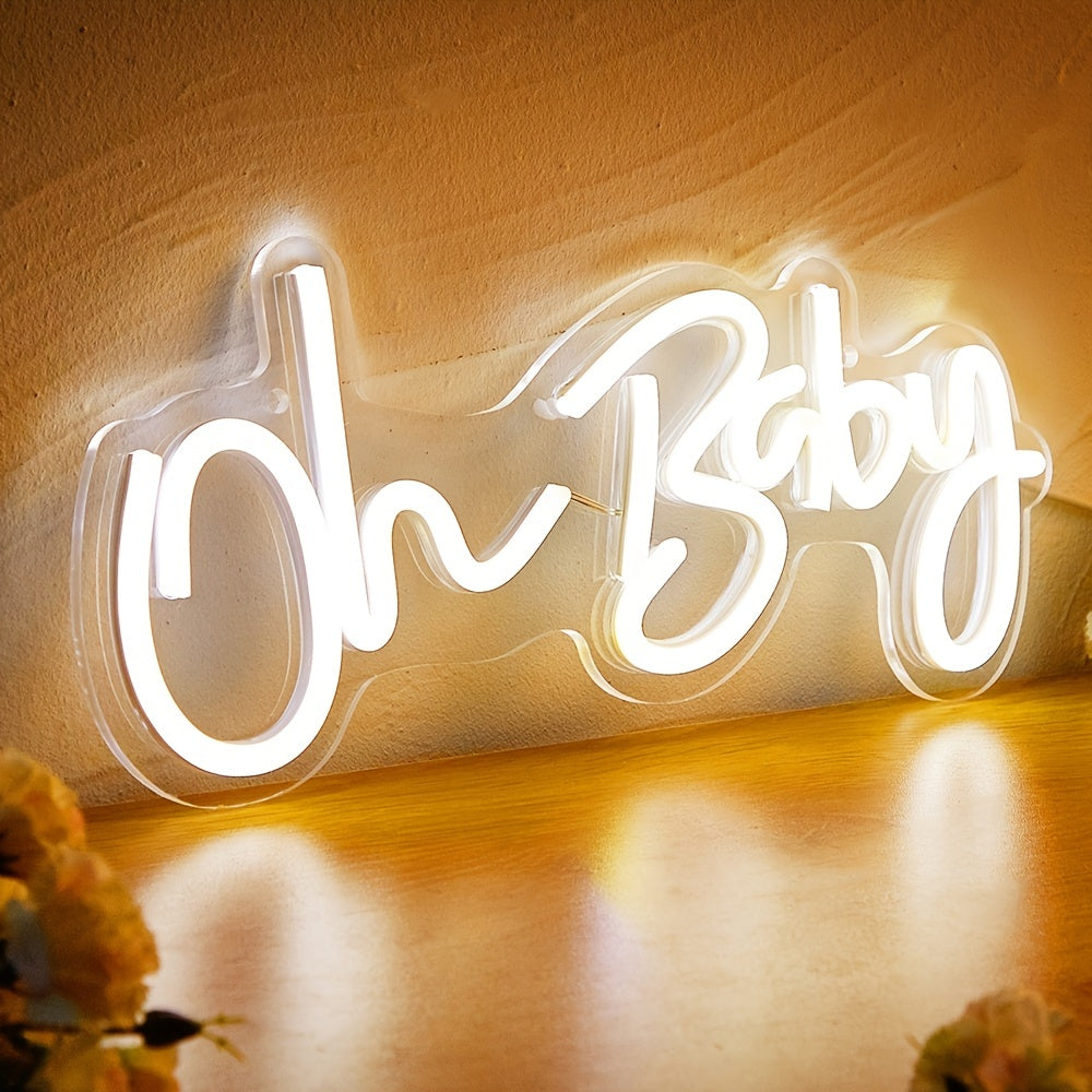 LED Neon Sign Oh Baby Wall Decor USB Powered Switch Control