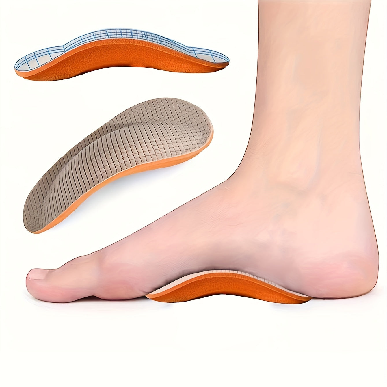 Unisex Breathable Shock-Absorbing Half-Calf Insoles Support Arch Grip