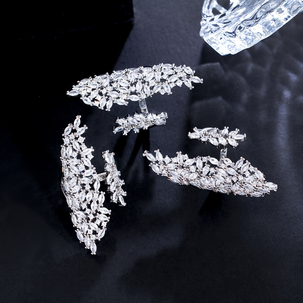 Women's Engagement Ring with Chunky White Cubic Zirconia and Pave Setting