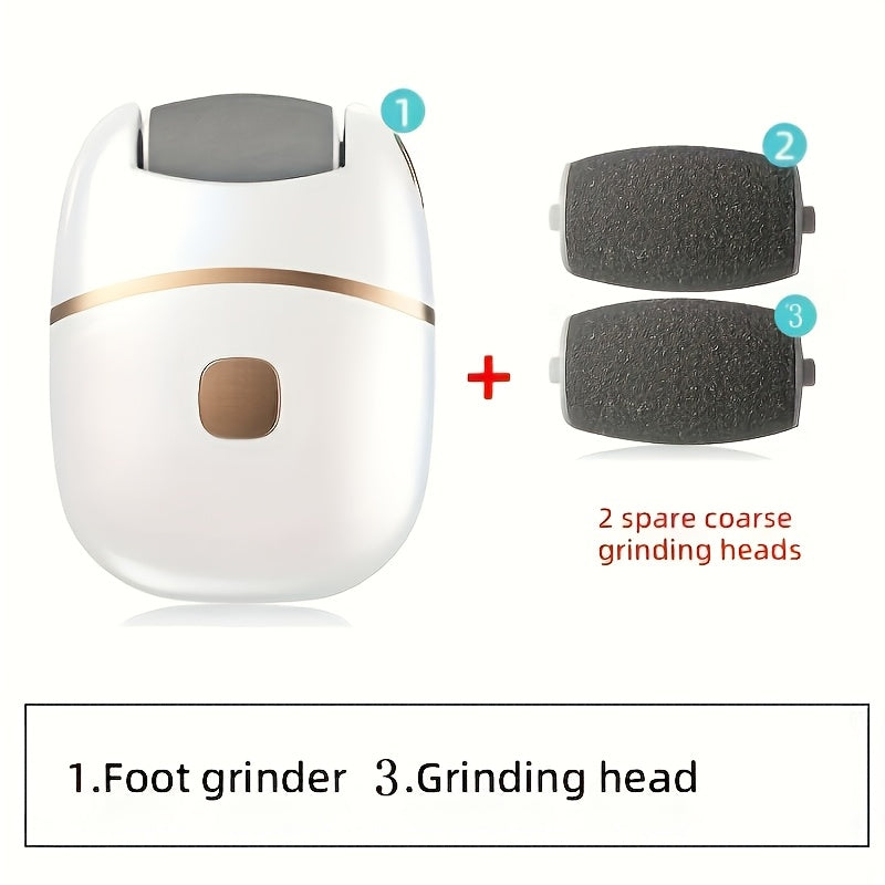 Перезаряжаемый электрический педикюрный аппарат с USB-зарядкой, 2 сменных насадки для толстой кожи, портативный и легкий в использовании.