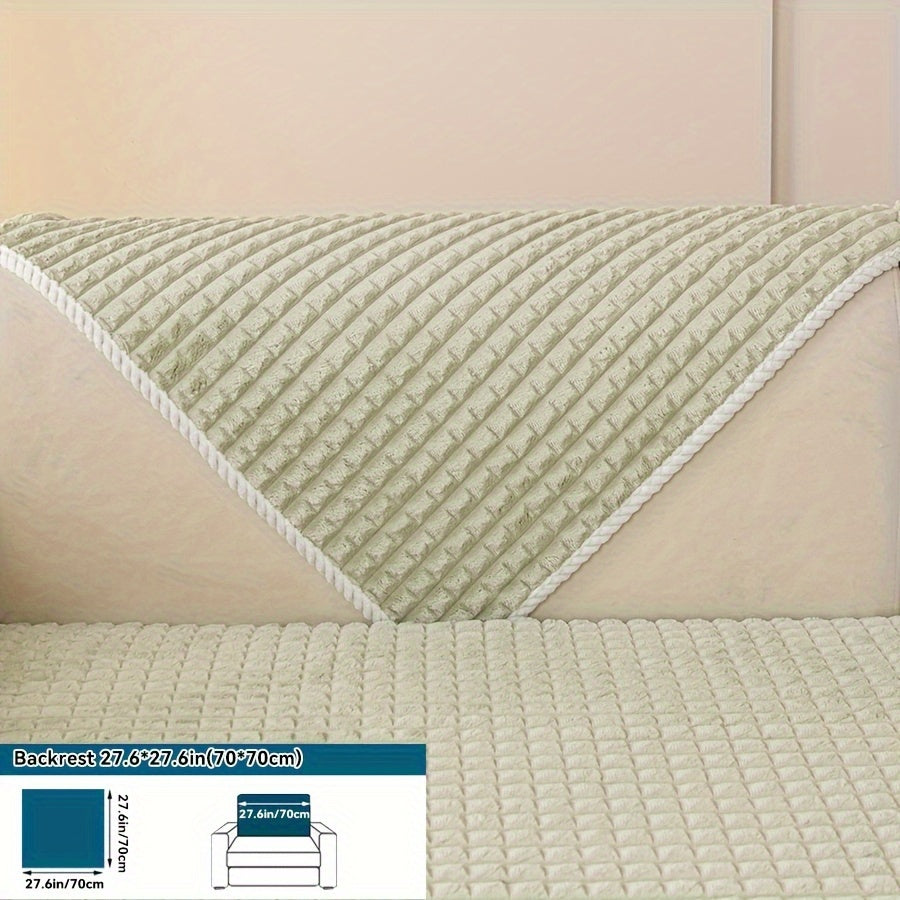 Plaid plush divan qoplamasi, sirpanmas dizayn bilan, hayvonlar uchun va barcha mavsumlar uchun mukammal. Turli xil mebellar uchun mos keladi.