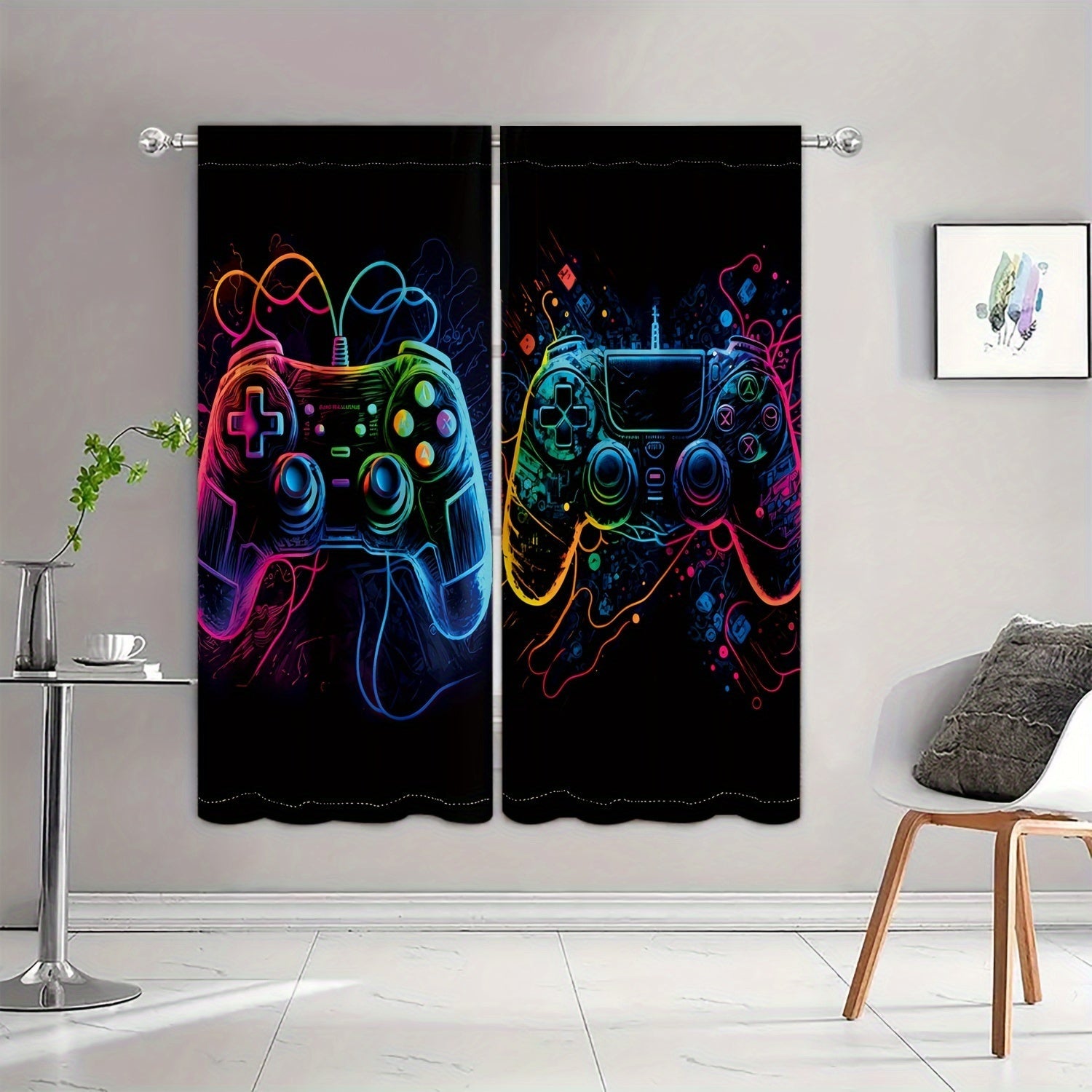 Two Player Game Controller Curtain Semi-Transparent Privacy Living Room Bedroom