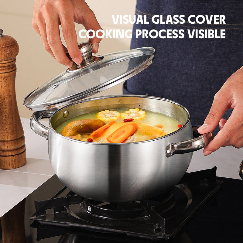 Stainless Steel Cookware Set 3-Piece Kitchen Pots Including Stockpot Pearl Pot Hot Pot