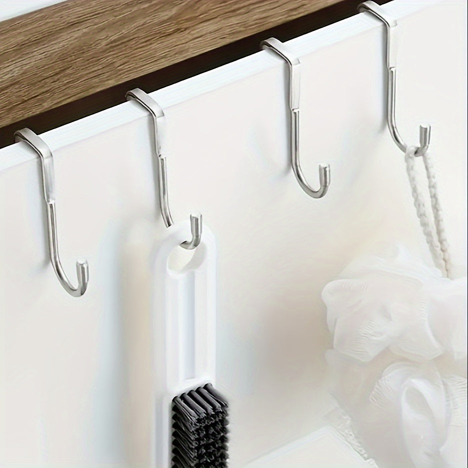 Stainless Steel S-Shaped Double Hooks for Dorms and Bathrooms Adhesive-Free Closet Hooks