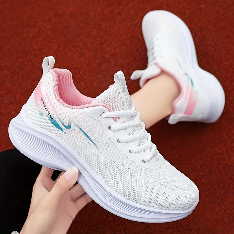 Women's Breathable Knit Sneakers Casual Lace Up Outdoor Shoes Lightweight Low Top Sports
