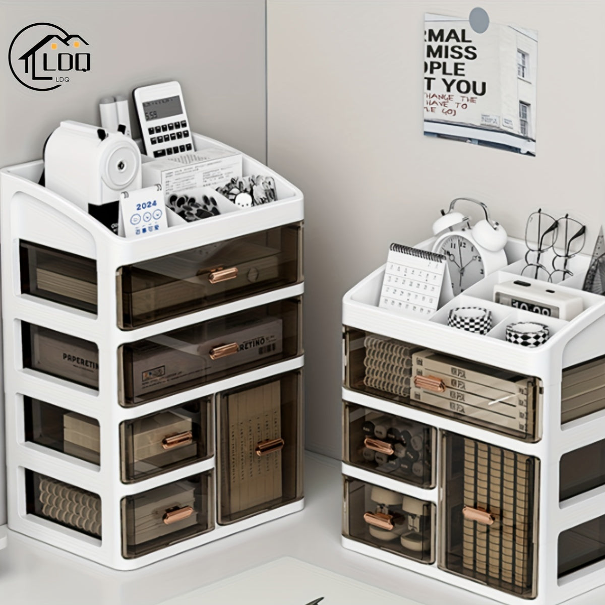 All-in-One Cosmetic Organizer with Drawers and Large Capacity Dustproof Makeup Storage Case