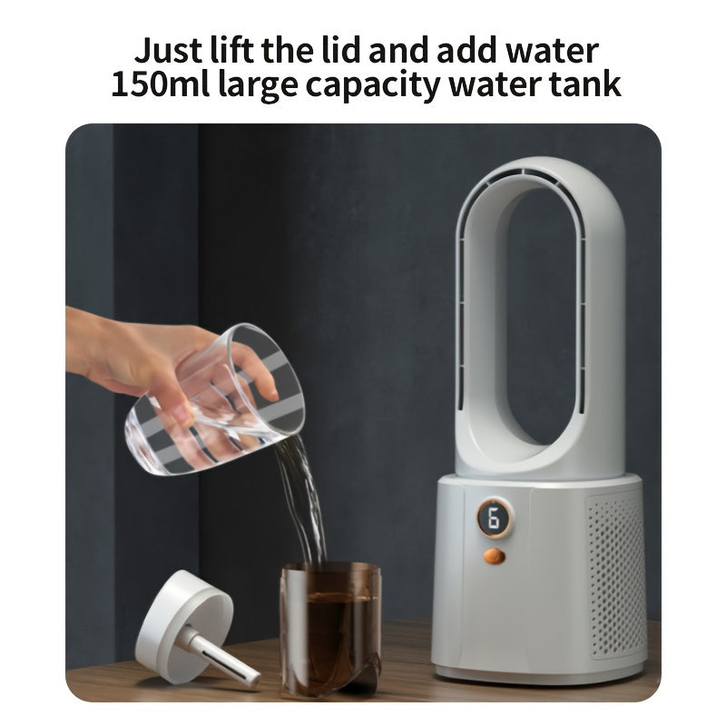 Rechargeable Portable Bladeless Desktop Fan with Mist Humidifier 2200mAh Battery