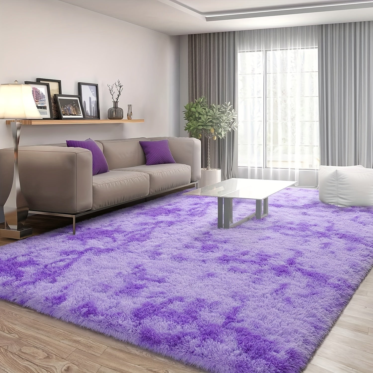 Luxurious Shag Area Rug, Plush Fuzzy, Non-Slip, Machine Washable Bedroom Rug