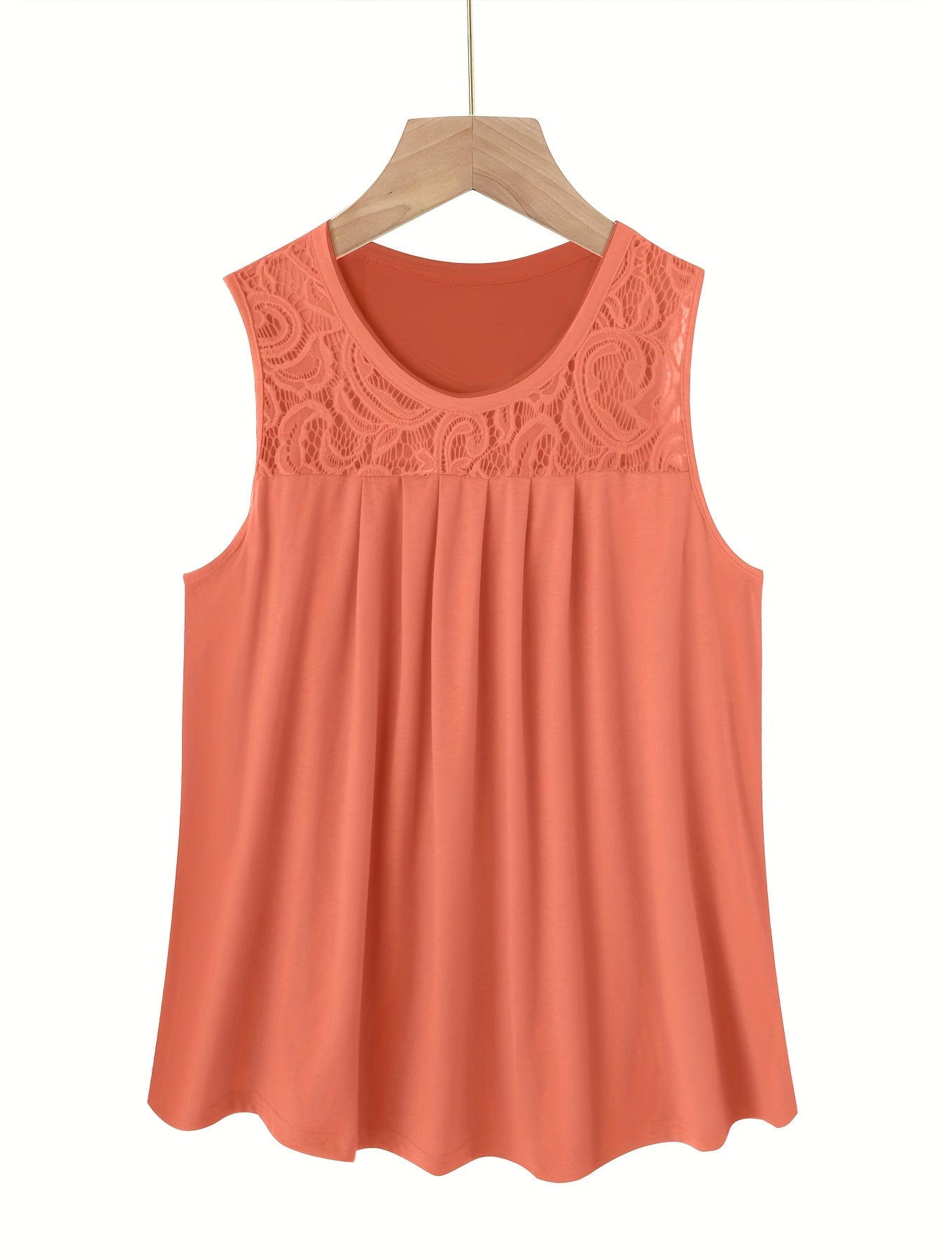 Women's Solid Color Lace Splicing Pleated Vest Set for Casual Vacation