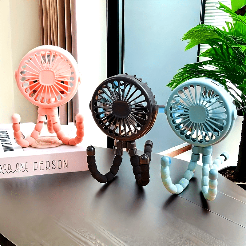 USB Rechargeable Handheld Fan with Phone Holder for Travel Office Stroller