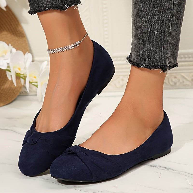 Women's Elegant Bowknot Flat Shoes Lightweight Slip-On Comfort TPR Sole