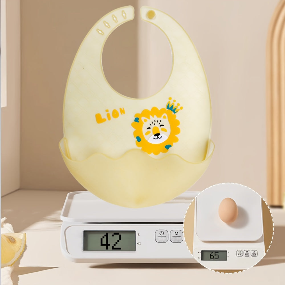 Baby Silicone Bib Waterproof Oil-Proof Food-Grade Cartoon Animal Design