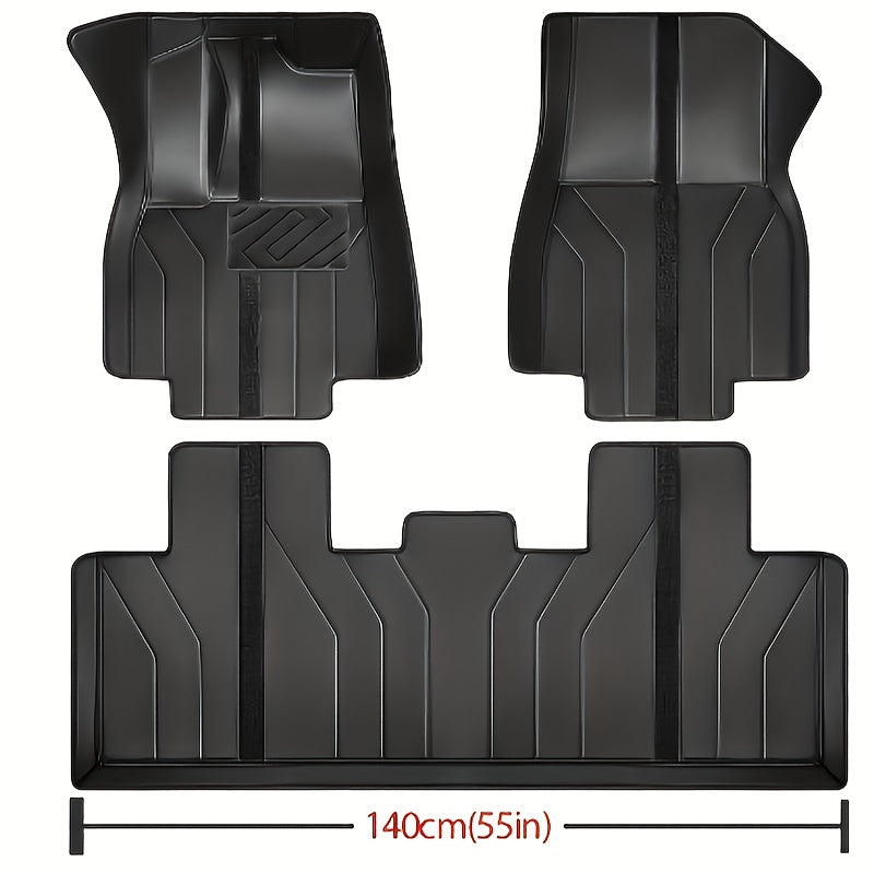 All-Weather Floor Mats Set for Tesla Model Y 2020-2024 Waterproof PU Leather