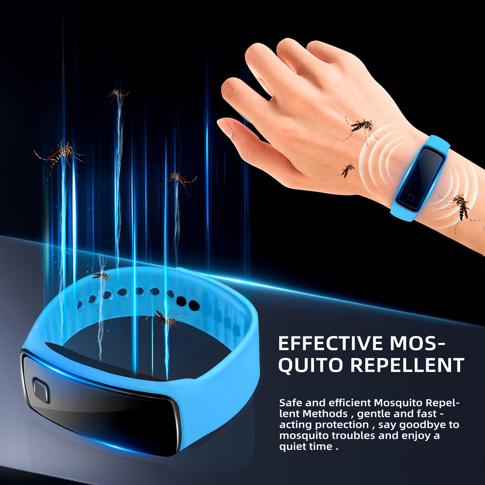 Unisex Silicone Mosquito Repellent Bracelet Outdoor Bug Protector Blue