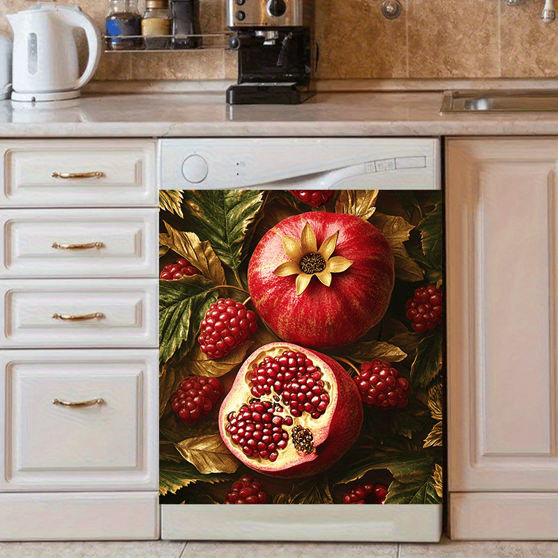 Pomegranate Fruit Magnet Sticker Waterproof PVC Kitchen Appliance Refrigerator Dishwasher Oven 58x65 cm