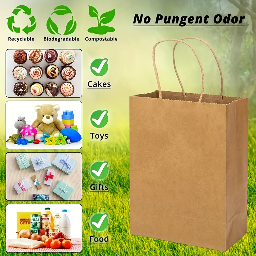 10 Pack Brown Kraft Paper Gift Bags with Handles for Shopping and Events