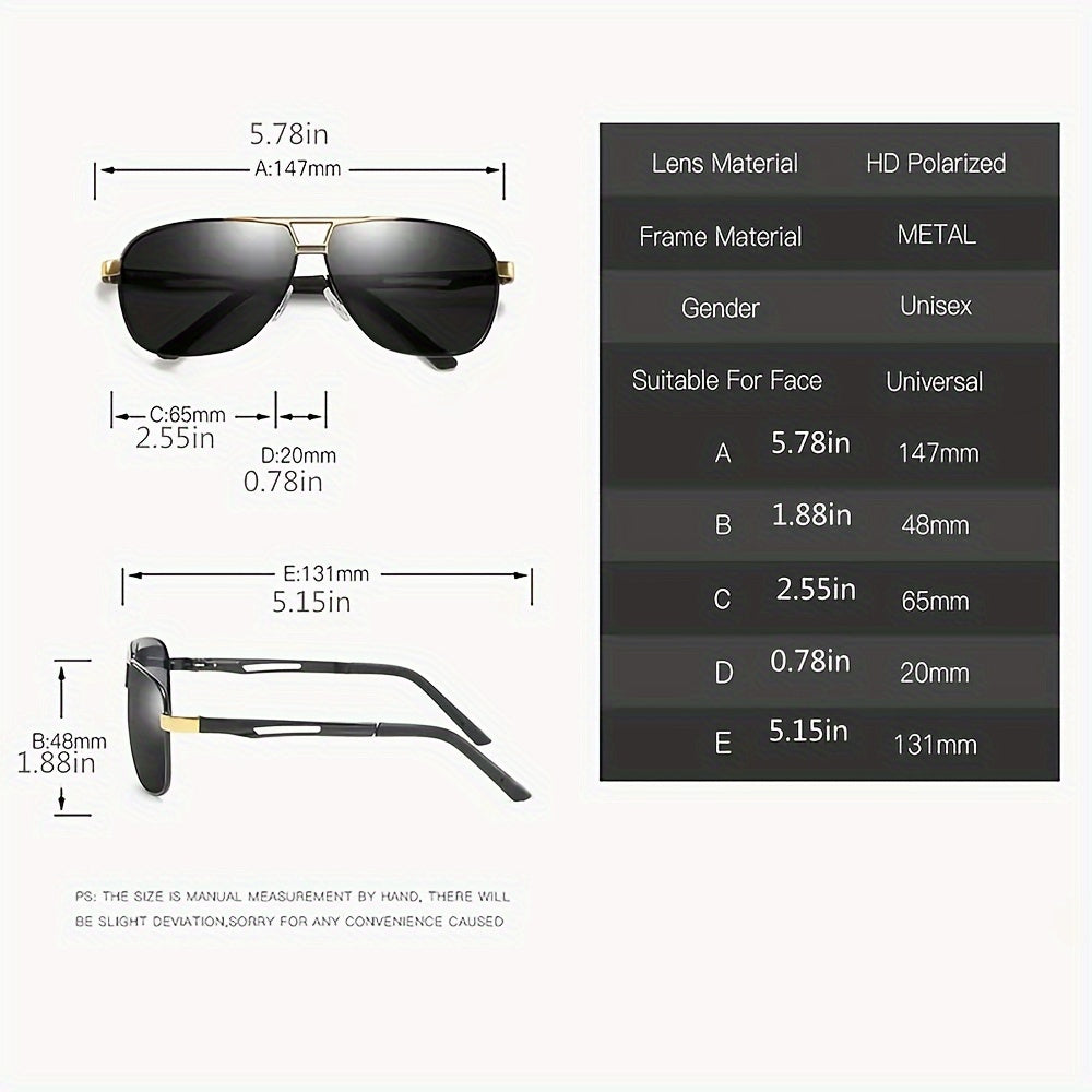 Unisex Metal Frame Polarized Fashion Sunglasses for Outdoor Sports and Travel