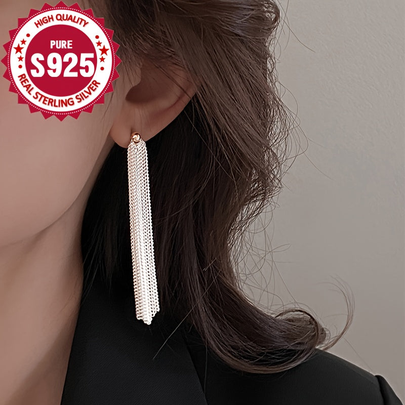 Hypoallergenic Galaxy Waterfall Long Tassel Drop Earrings Sterling Silver for Daily and Special Occasions
