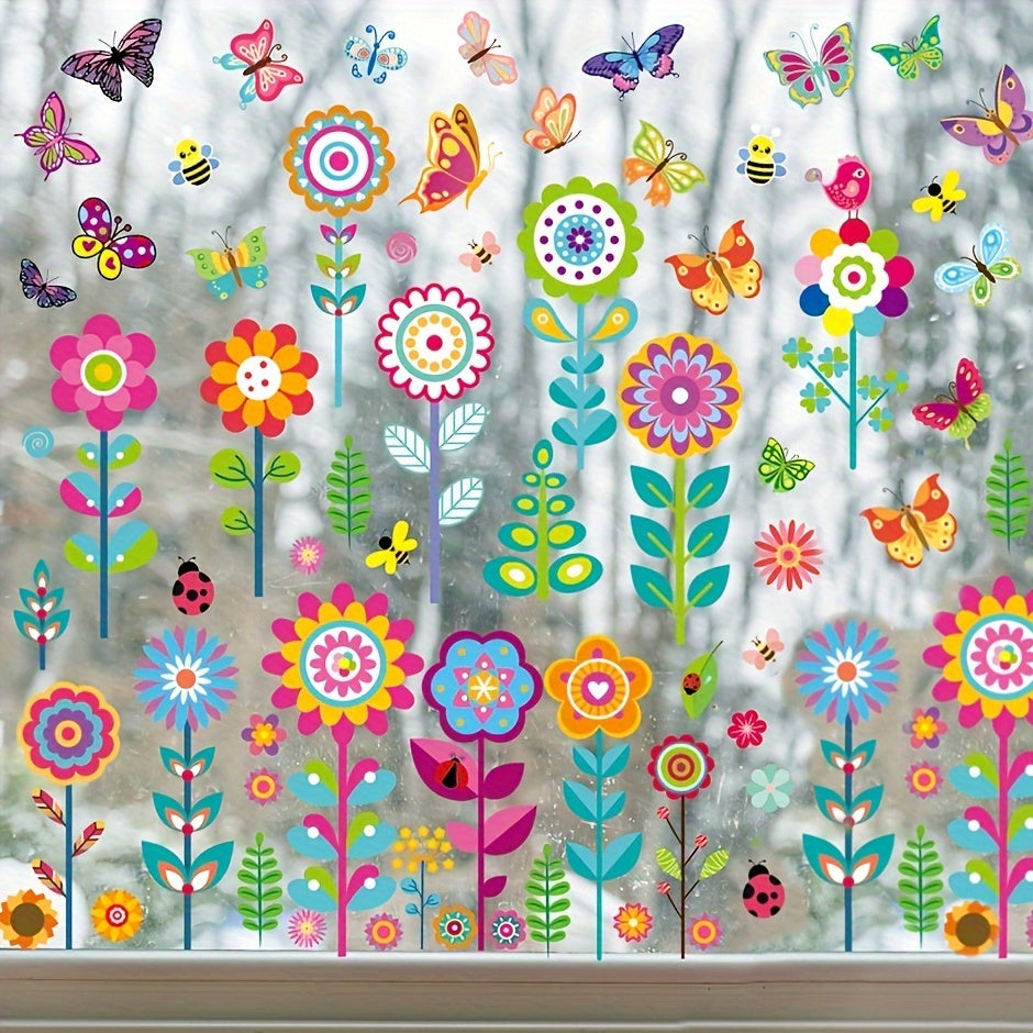 Flower Window Decals 99 Pieces Wall Stickers for Living Room and Bedroom Decor