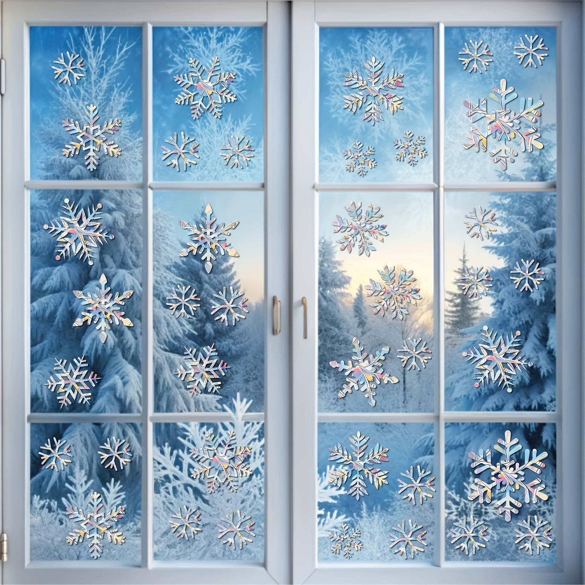 Window Snowflake Decals Set for Bird Collision Prevention, Non-Adhesive, 39 Pieces