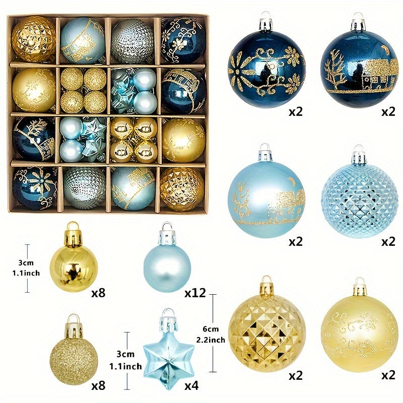 44 bolas decorativas para árbol de Navidad para decorar fiestas, bodas y regalos