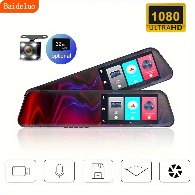 High-Definition Car Dash Camera with 1080P Front and 480P Rear Dual Cameras 4.3-Inch Screen Night Vision Wide-Angle
